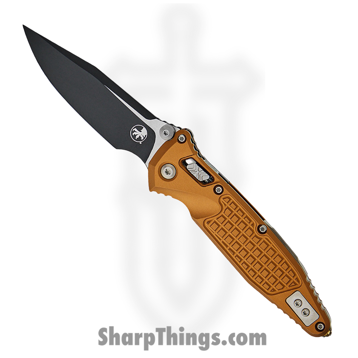 160RL-1FRTA_1.jpg Microtech - 160RL-1FRTA - Socom - Folding Knife - M390MK Coated Clip Point - Frag Aluminum - Tan - Image 1