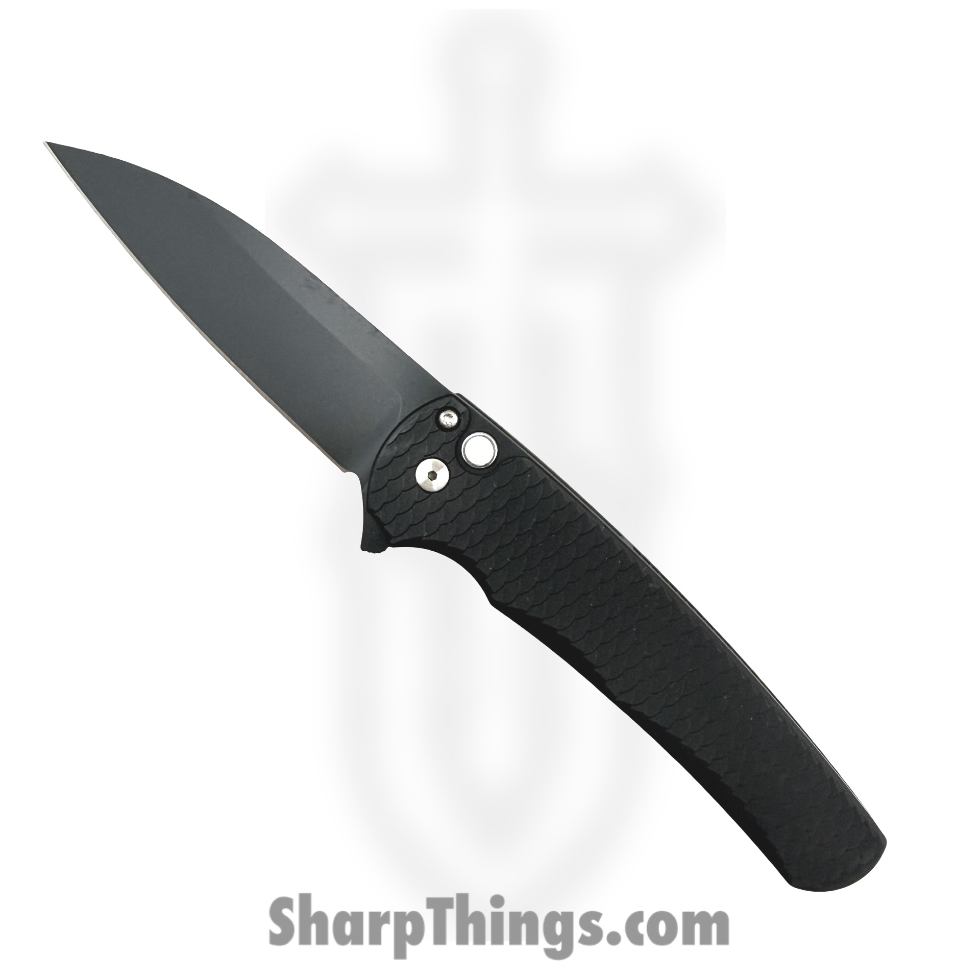 5336-LTD_1.jpg ProTech - 5336-LTD - Malibu Limited - Folding Knife - MagnaMax Coated Wharncliffe - "Dragon Scale" Aluminum - Black - Image 1