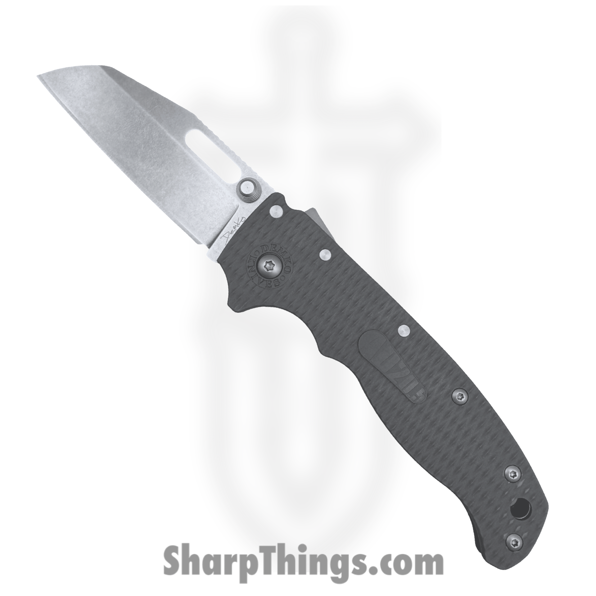 DEMAD20523GY_1.png Demko Knives - DEMAD205F23GY - AD 20.5 - Folding Knife - AUS-10A Stonewash Sharks Foot - Grivory - Grey - Image 1