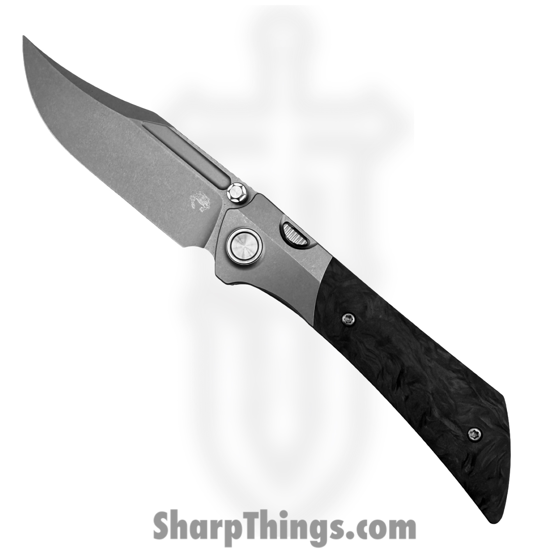 DUNE-A1-2_1.jpg Gecko Customz KW - A1-2 - Dune - Folding Knife - M390 Stonewash Bowie - Marble CF Titanium - Black Gray - Image 1