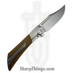 Gecko Customz KW - A3-3 - Dune - Folding Knife - M390 Stonewash Bowie - Canvas Micarta Titanium - Tan Gray - Image 2