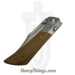 Gecko Customz KW - A3-3 - Dune - Folding Knife - M390 Stonewash Bowie - Canvas Micarta Titanium - Tan Gray - Image 3