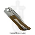 Gecko Customz KW - A3-3 - Dune - Folding Knife - M390 Stonewash Bowie - Canvas Micarta Titanium - Tan Gray - Image 4