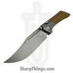 Gecko Customz KW - A3-3 - Dune - Folding Knife - M390 Stonewash Bowie - Canvas Micarta Titanium - Tan Gray - Image 5