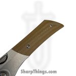 Gecko Customz KW - A3-3 - Dune - Folding Knife - M390 Stonewash Bowie - Canvas Micarta Titanium - Tan Gray - Image 6