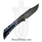 Gecko Customz KW - A5-1 - Dune - Folding Knife - M390 Coated Bowie - Titanium Gmascus - Blue White - Image 2