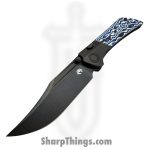 Gecko Customz KW - A5-1 - Dune - Folding Knife - M390 Coated Bowie - Titanium Gmascus - Blue White - Image 4