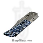 Gecko Customz KW - A5 - Dune - Folding Knife - M390 Stonewash Bowie - Titanium Gmascus - Blue White - Image 3