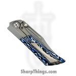 Gecko Customz KW - A5 - Dune - Folding Knife - M390 Stonewash Bowie - Titanium Gmascus - Blue White - Image 4