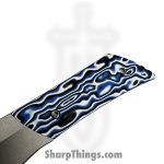 Gecko Customz KW - A5 - Dune - Folding Knife - M390 Stonewash Bowie - Titanium Gmascus - Blue White - Image 6