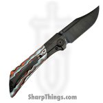 Gecko Customz KW - A6-1 - Dune - Folding Knife - M390 Coated Bowie - Titanium Gmascus - Orange Blue Black - Image 2