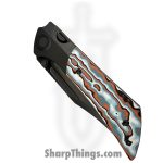 Gecko Customz KW - A6-1 - Dune - Folding Knife - M390 Coated Bowie - Titanium Gmascus - Orange Blue Black - Image 3