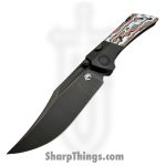 Gecko Customz KW - A6-1 - Dune - Folding Knife - M390 Coated Bowie - Titanium Gmascus - Orange Blue Black - Image 5