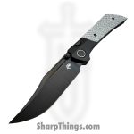 Gecko Customz KW - A7 - Dune - Folding Knife - M390 Coated Bowie - Titanium Twill CF - Silver Black - Image 3