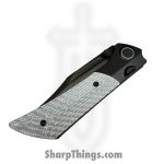 Gecko Customz KW - A7 - Dune - Folding Knife - M390 Coated Bowie - Titanium Twill CF - Silver Black - Image 5