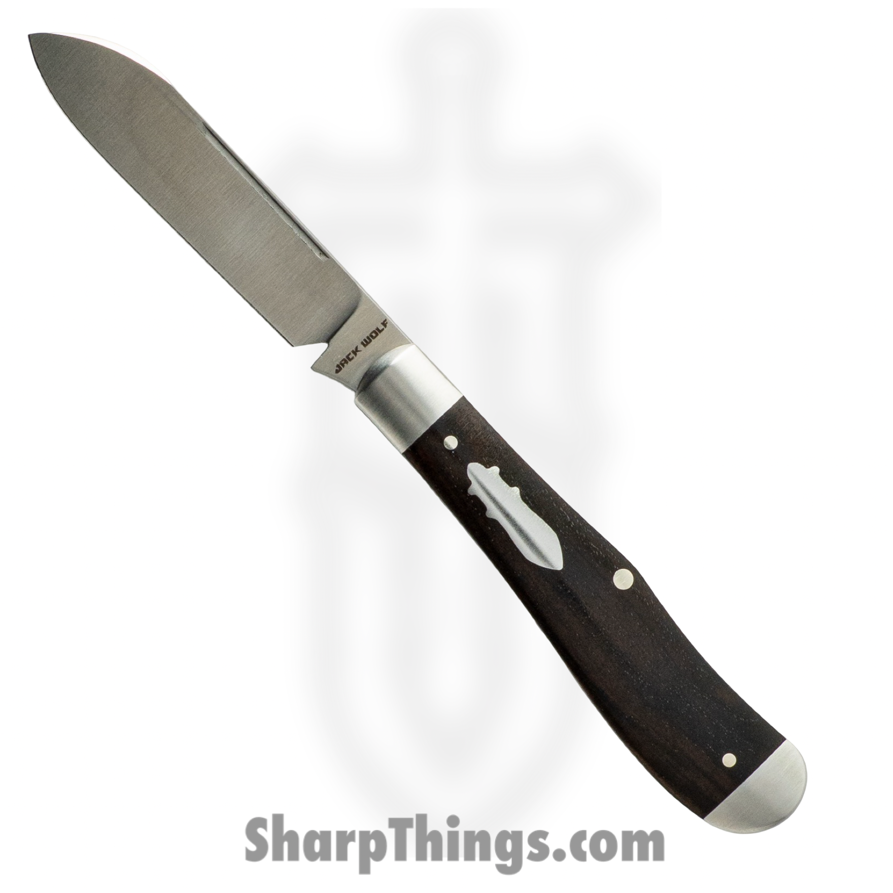 EUREK-01-EBONY_1.png Jack Wolf Knives - EUREK-01-EBONY - Eureka - Folding Knife - 14C28N Satin Spey - Ebony Wood - Black - Image 1