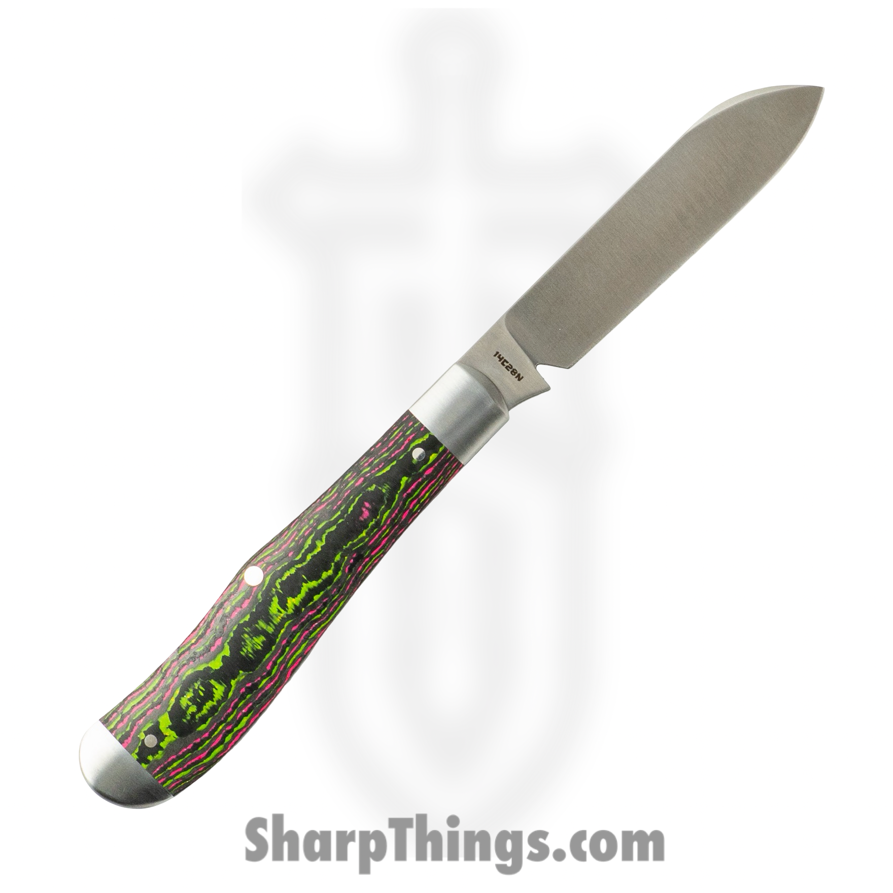 EUREK-CC-WAT-SUG_2.png Jack Wolf Knives - EUREK-01-CC-WAT-SUG - Eureka - Folding Knife - 14C28N Satin Spey - Camo Carbon - Watermelon Sugar - Image 1
