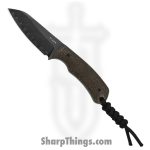 Kizer Cutlery - KI1135A2 - Field Mouse - Fixed Blade Knife - 3 Layer Composite Steel Acid Wash Sheepsfoot - Glow Canvas Micarta - Brown