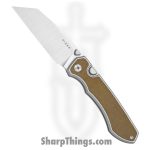 Kizer Cutlery - KI3738A1 - Wharning - Folding Knife - S45VN Satin Wharncliffe - Aluminum Norplex UltreX Micarta - Brown Silver