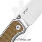 Kizer Cutlery - KI3738A1 - Wharning - Folding Knife - S45VN Satin Wharncliffe - Aluminum Norplex UltreX Micarta - Brown Silver - Image 4