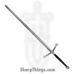 Kingston Arms - KIN36131 - Scottish Claymore - Fixed Blade Knife - 65Mn Satin Sword - Leather Wrapped - Black