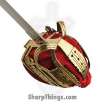 India Made - PA910991 - Scottish Sword - Fixed Blade Knife - Stainless Satin Sword - Brass Hilt Basket - Red Gold - Image 2