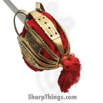 India Made - PA910991 - Scottish Sword - Fixed Blade Knife - Stainless Satin Sword - Brass Hilt Basket - Red Gold - Image 3