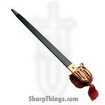 India Made - PA910991 - Scottish Sword - Fixed Blade Knife - Stainless Satin Sword - Brass Hilt Basket - Red Gold - Image 5