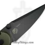 ProTech - PN1103-BW Green - Avalon - Folding Knife - CPM MagnaCut Coated Drop Point - Knurled Aluminum - Battleworn Green - Image 3