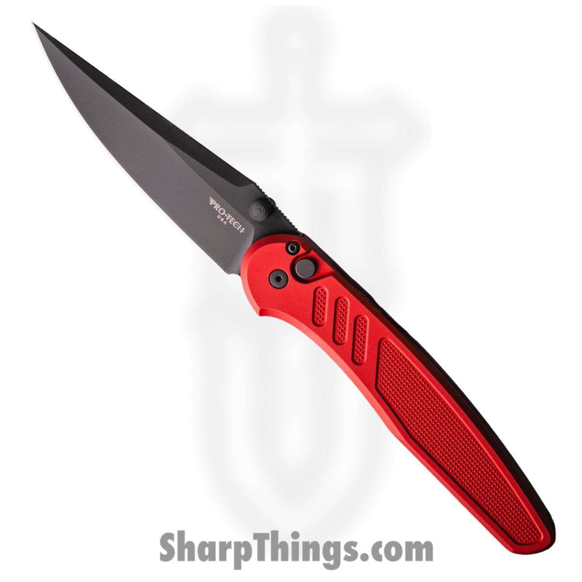 PN1103-Red_1.jpg ProTech - PN1103-Red - Avalon - Folding Knife - CPM MagnaCut Coated Drop Point - Knurled Aluminum - Red - Image 1