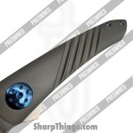 Alliance Designs - POBB-28 - Preowned Anchovy - Folding Knife - RWL34 Steel Belt Satin Trailing Point - Titanium - Silver|Blue - Image 6