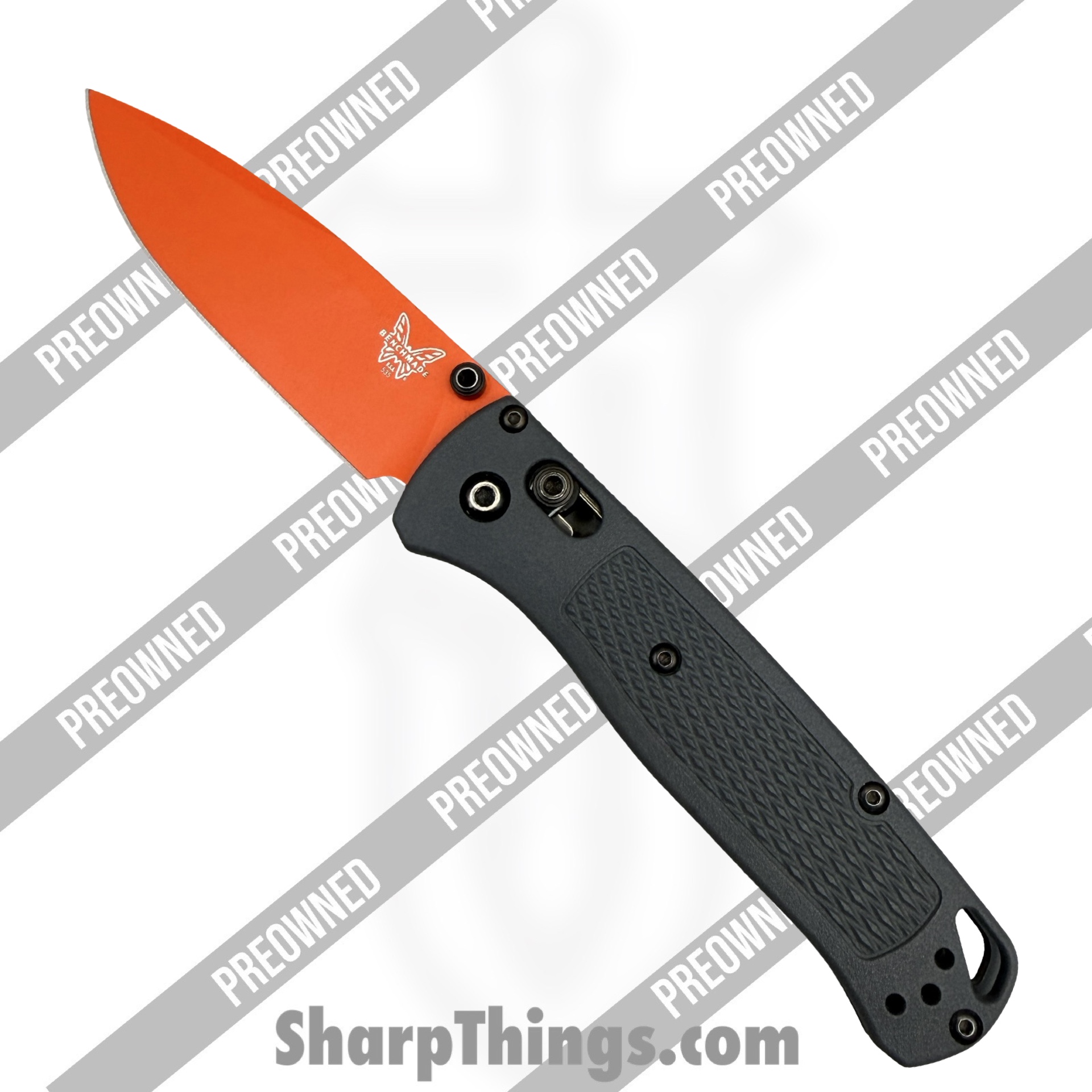 POBB-29_1.jpg Benchmade - POBB-29 - Preowned Bugout BassPro/Cabelas Excl. 535OR-2103 - Folding Knife - S30V Orange Cerakote Drop Point - Polymer - Grey - Image 1