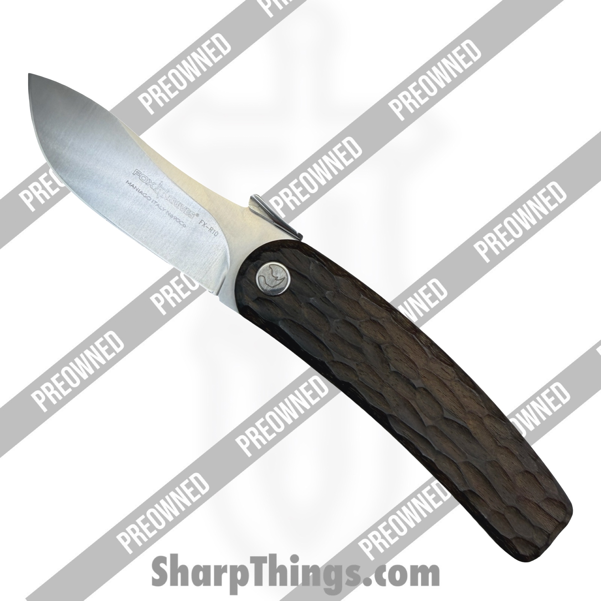 POBB-30_1.jpg Fox Knives - POBB-30 - Preowned FX-R10 - Folding Knife - N690 Polished Satin Drop Point - Zircote Wood - Brown - Image 1