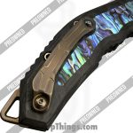 Heretic Knives - POBB-31 - Preowned Medusa Custom HCUSTOM-106 - Automatic Knife - ELMAX Mirror Polish Tanto - Abalone - Abalone|Bronze - Image 6