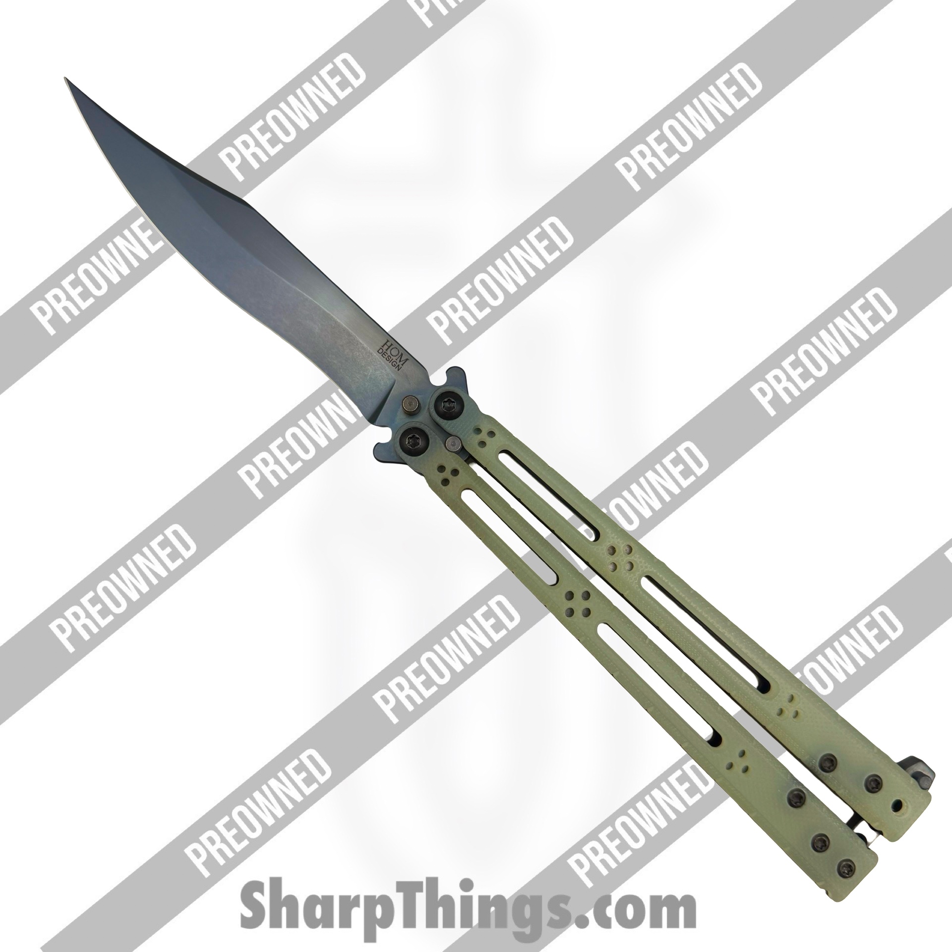 POBB-32_1.jpg HOM Designs - POBB-32 - Preowned Basilisk-R - Balisong - 154CM Black Recurve - G-10 - Black - Image 1