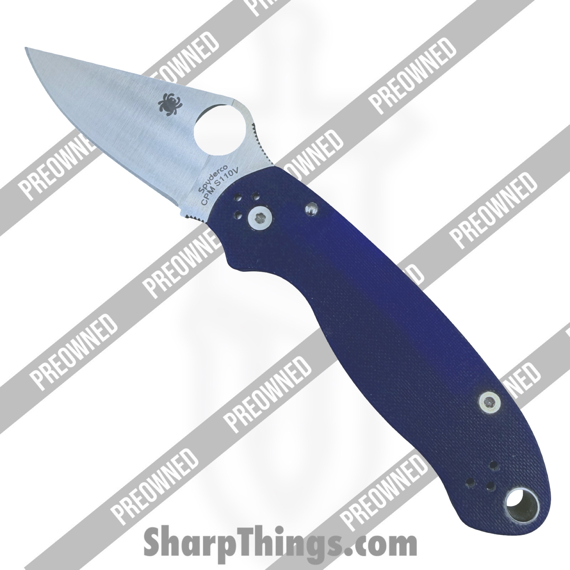 POBB-43_1.jpg Spyderco - POBB-43 - Preowned Para 3 C223GPDBL - Folding Knife - CPM-S110V Belt Satin Clip Point - G10 - Blurple - Image 1