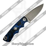 T.Kell Knives - POBB-46 - Preowned Combatant w/ Custom Scales - Fixed Blade Knife - 80CRV2 Nickel Boron Drop Point - G10 - Black|Blue - Image 2