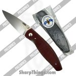 TRM - POBB-47 - Preowned Atom (Aftermarket Micarta Scales) - Folding Knife - 20CV Stonewash Drop Point - Micarta - Red