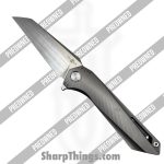 Twosun - POBB-48 - Preowned TS298 - Folding Knife - 14C28N Belt Satin Wharncliffe - Titanium - Grey