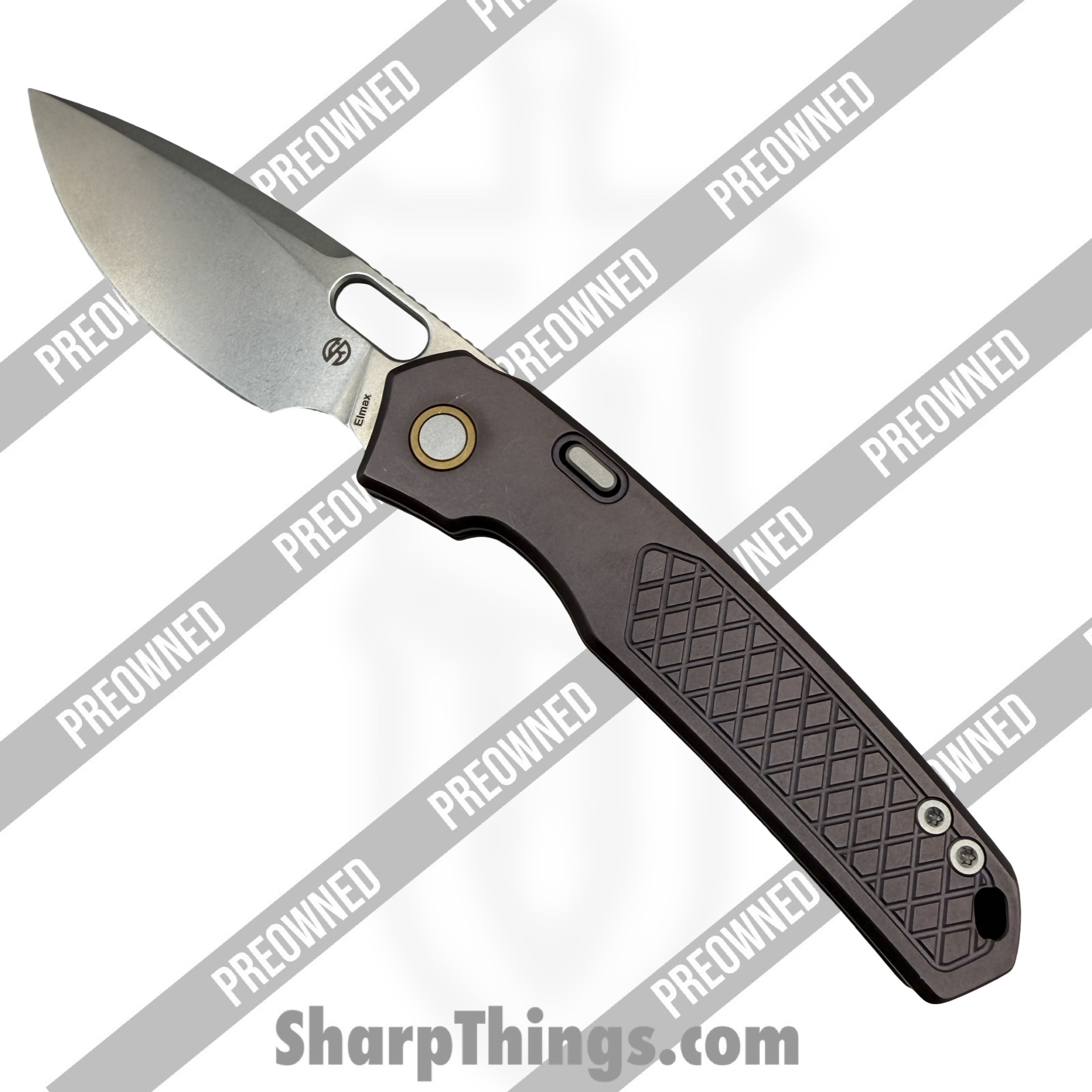POBB-49_1.jpg Vosteed - POBB-49 - Preowned Psyop A2206 - Folding Knife - Elmax Stonewash Drop Point - Titanium - Bronze - Image 1