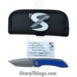 Simeon - SCKKROWB826 - Krow Radial Milling - Folding Knife - MagnaMax Stonewash Tanto - Titanium - Blue - Image 10