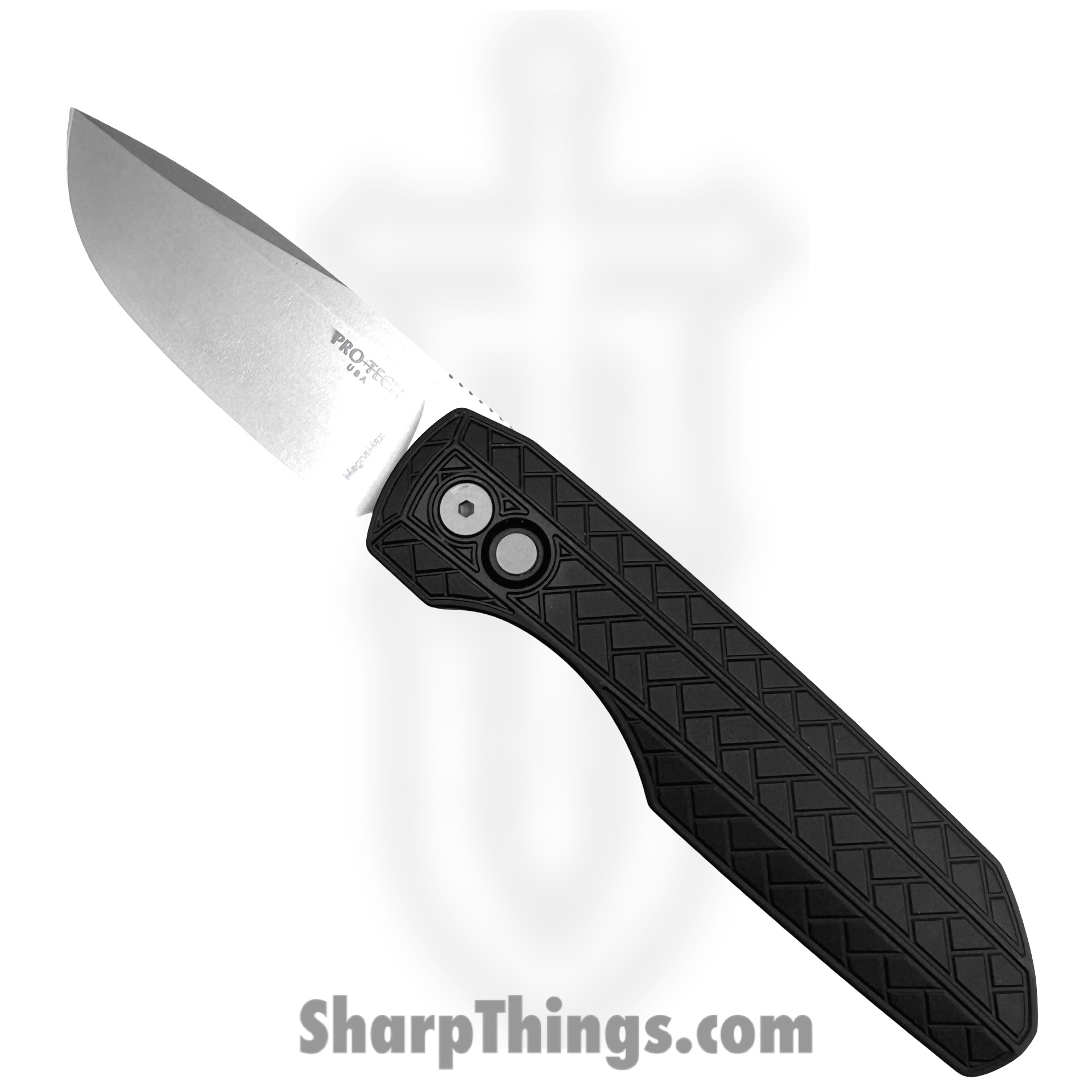 VERO2105-MM-_1.jpg ProTech - VERO2105 MM - Vero Synapse 2 - Automatic Knife - MagnaMax Stonewash Spear Point - Herringbone Aluminum - Black - Image 1