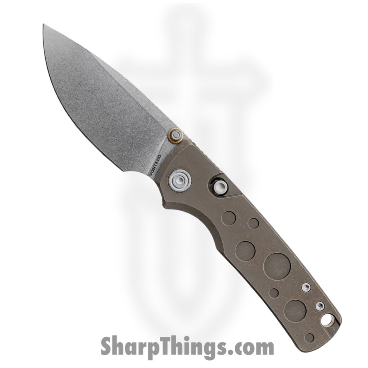 VOSA4807_1.jpg Vosteed - VOSA4807 - Porcupine Slim - Folding Knife - S90V Stonewash Drop Point - Titanium - Antique Brasswash - Image 1
