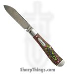 Jack Wolf Knives - EUREK-01-ABALONE - Eureka - Folding Knife - 14C28N Satin Spey - Abalone - Blue Green
