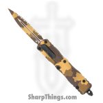 Microtech - 225-3GCS-Z4 - Dirac SS - OTF Auto - M390, 204P, Elmax, or XHP Coated D/E P/S - Aluminum - Gold Camo