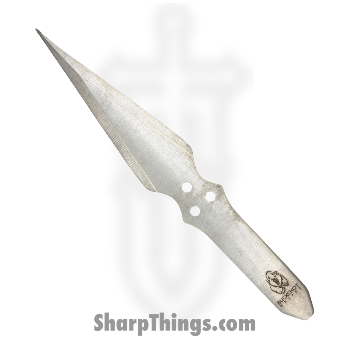A4033-12_1.jpg VOC - A4033-12 - 9" 12pc Buckshot Throwing Knife Set - Fixed Blade Knife - 440 SS Stonewash Spear Point - 440 SS - Chrome - Image 1