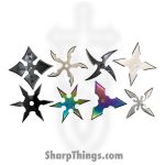 VOC - A54327-8-AST - 8pc Assorted Throwing Star Set - Fixed Blade Knife - 440 SS Coated Multi - 440 SS - Multi