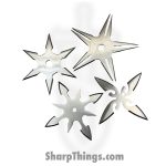 VOC - A54327-H-CH - 4pc Throwing Star Set w/ Pouch - Fixed Blade Knife - 440 SS Satin Multi - 440 SS - Chrome