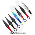 VOC - A8688-12 - 6.5" 12pc Assorted Throwing Knife Set w/ Case - Fixed Blade Knife - 440 SS Coated Spear Point - Paracord Wrapped - Multi