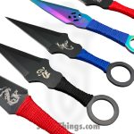 VOC - A8688-12 - 6.5" 12pc Assorted Throwing Knife Set w/ Case - Fixed Blade Knife - 440 SS Coated Spear Point - Paracord Wrapped - Multi - Image 3